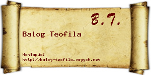 Balog Teofila névjegykártya